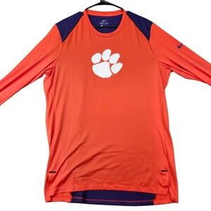 Clemson Tigers Long Sleeve T-Shirt Athletic Top‎ Orange Nike Dri-FIT size large